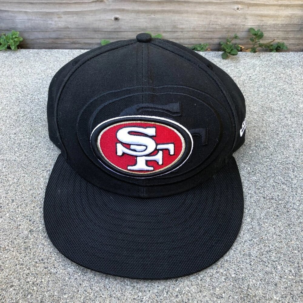 NEW ERA San Francisco 49ers Fitted Hat 7 3/8 Black NFL Football 59Fifty​